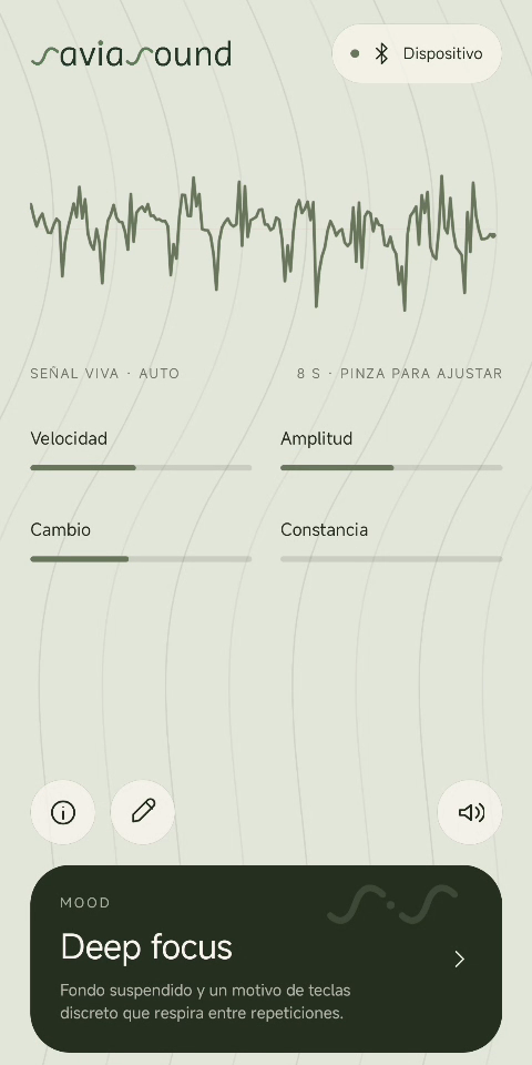 Saviasound app home screen